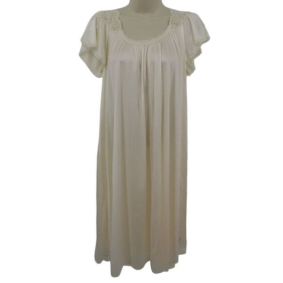 Miss Elaine Women Small Ivory Lace Trim Nightgown Dress Vintage Union Made USA - Picture 11 of 11